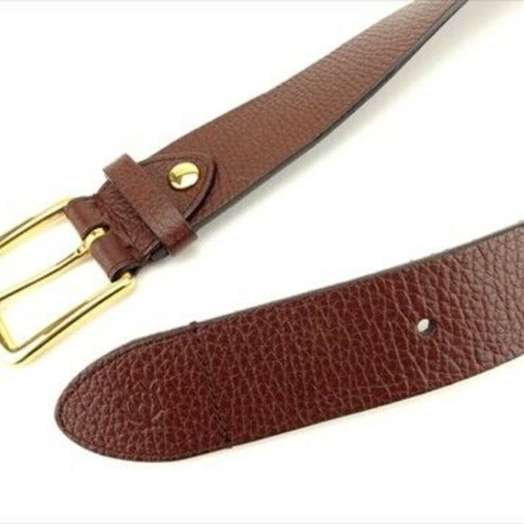 Dunhill belt Brown Gold Leather Gold Hardware Mens Authentic Used